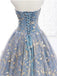 Blue and Gold Lace Ball Gown Prom Dresses, Sweet 16 Princess Quinceanera Dress PDH63