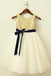 A-Line Round Neck Ivory Flower Girl Dress with Sequins Sash PDP23