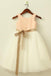A-Line Round Neck White Flower Girl Dress with Lace Sequins Sash PDP22