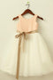 A-Line Round Neck White Flower Girl Dress with Lace Sequins Sash PDP22