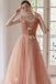Charming A Line Long Tulle Prom Dresses With Flowers PDK59