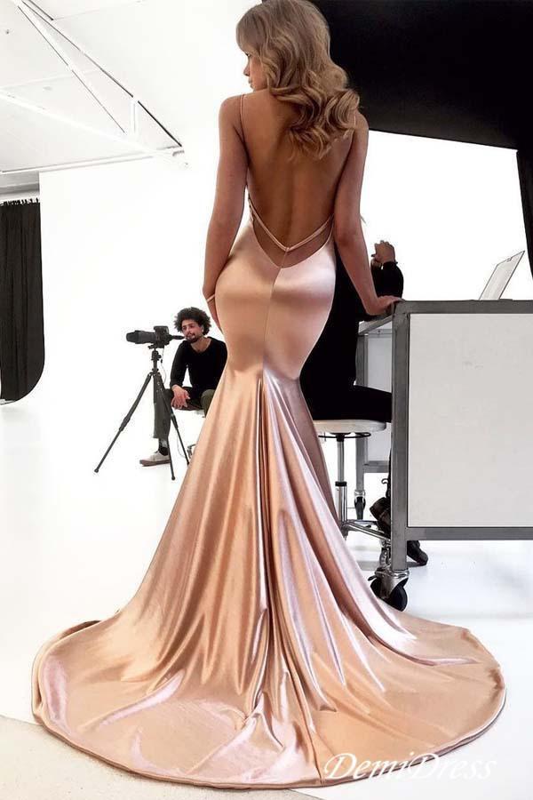 Mermaid Spaghetti Straps Sexy Prom Dresses. Cheap Formal Evening Dress PDJ27