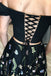 Black Two Piece Off Shoulder A Line Homecoming Dresses with Flowers PPD37