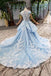 Princess Light Sky Blue Prom Dress with Flowers, Ball Gown Quinceanera Dress PDP50