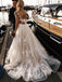 Elegant A Line Floral Appliques Beach Wedding Dresses Backless Tulle Boho Wedding Gowns SK01