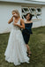 Gorgeous A line Tulle V Neck Straps Bridal Dresses, Beach Wedding Dress With Lace OW0104