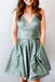 Sparkly Spaghetti V Neck Short Prom Homecoming Dresses, Sweet 16 Cocktail Dresses SK43