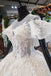 Elegant Ball Gown Big Wedding Dresses, Appliques Bridal Dress with Short Sleeves PDN73