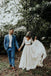 Boho Ivory Chiffon 3/4 Sleeves Two Piece Cheap Wedding Dress PDN88