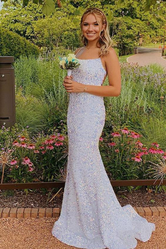 Shiny Mermaid White Sequins Prom Dresses, Hot Sale Glitter Formal Everning Dresses OM0162