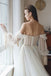 Elegant A line White Chiffon Off the Shoulder Long Sleeves Wedding Dresses with Beads OW0005