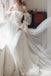 Elegant A line White Chiffon Off the Shoulder Long Sleeves Wedding Dresses with Beads OW0005