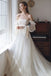 Elegant A line White Chiffon Off the Shoulder Long Sleeves Wedding Dresses with Beads OW0005