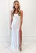 Glitter Hot Pink Mermaid Sequins Scoop Prom Dresses with Slit, Evening Dresses OM0237