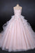 Romantic Pearl Pink Ball Gown Wedding Dress, Sweetheart Appliques Bridal Gown PDQ24