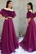 Two Piece A-Line Off the Shoulder Purple Chiffon Prom Dress with Appliques PDH5