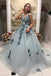 A Line V Neck Long Prom Gown With Appliques, Formal Evening Dress PDL31