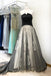 A Line Black Strapless Appliques Long Cheap Prom Dresses PDI48