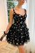 A line Tulle Black Sweetheart Sleeveless Homecoming Dresses With Stars OMH0295