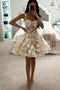 A Line Sweetheart Tulle Straps Corset Homecoming Dresses With Lace Appliques OMH0308