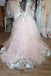 Ball Gown Sheer Neck Sleeveless Tulle Long Wedding Dress With Flowers Prom Dresses OW0144