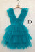 New Styles Hot Pink V Neck Tiered Homecoming Dresses, Tulle Short Prom Party Dress OMH0259