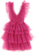 New Styles Hot Pink V Neck Tiered Homecoming Dresses, Tulle Short Prom Party Dress OMH0259