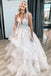 Charming Ivory V Neck Layers Lace Applique Tulle Long Bridal Wedding Dress OW0143