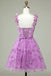 Unique A line Lilac Tulle Lace Appliques Sweet 16 Dress, Homecoming Dress With Belt OMH0286