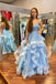 Charming A line Spaghetti Straps V Neck Blue Prom Dresses, Evening Dresses OM0402
