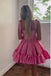 A Line Fuchsia Sweetheart Straps Above Knee Short Prom Dress, Homecoming Dress OMH0303