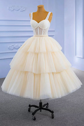 Ball Gown Straps Tulle Layers Corset Short Prom Dress, Homecoming Dresses OMH0300