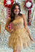 Elegant A line Strapless Tulle Sleeveless Corset Tiered Homecoming Dresses OMH0304