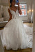 Romantic Lace A-Line V Neck Ivory Wedding Dress With Sweep Train OW0166