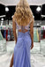 Charming Lavender Appliques Lace Square Neck Mermaid Long Prom Dress with Slit OM0422