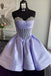 A line Lilac Sweetheart Strapless Satin Corset Homecoming Dresses With Sequins OMH0309