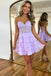 A line Lilac Strapless Tiered Corset Chiffon Homecoming Dresses With Appliques OMH0312