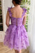 A line Sweetheart Tulle Sweetheart Corset Homecoming Dress With Butterfly OMH0294