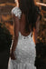 Charming Mermaid Ivory V Neck Cap Sleeve Appliques Lace Wedding Dress With Backless OW0157