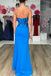 Unique Mermaid Royal Blue Mirror-Cut Sequins Strapless Sleeveless Prom Dresses OM0388