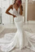Mermaid Ivory V neck Lace Sweep Train SpaghettI Straps Backless Wedding Dress OW0147