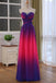 A line Ombre Strapless Sweetheart Sleeveless Floor Length Prom Dress With Lace Up OM0431