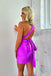 Sheath Hot Pink Above Knee Convertible Back Elastic Woven Satin Short Homecoming Dress OMH0296