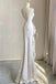 Simple Mermaid Ivory Prom Dress with Ruffles, Spaghetti Straps Backless Wedding Dress OW0153