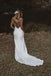 Simple A Line Ivory V Neck Spaghetti Straps Backless Beach Wedding Dresses OW0155