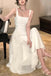 A Line Ivory Square Neck Prom Dresses, Ankle Length Elegant Evening Gowns OM0400