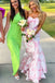 Charming Mermaid Strapless Floral Printed Sleeveless Floor Length Prom Dress OM0448