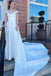 Simple A line White Satin V neck Wedding Dresses, Long Beach Wedding Gowns OW0140