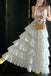 Simple Iovry Ruffled Zippered Cotton Spaghetti Strap Tiered V Neck Wedding Dress OW0163