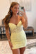 Cute Tight Yellow Strapless Corset Sweetheart Homecoming Dress with Appliques OMH0270
